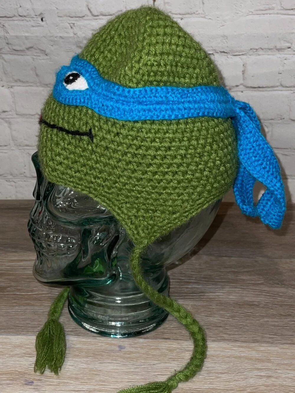 NEW HANDMADE TMNT LEONARDO CROCHET KNIT BEANIE CAP / HAT